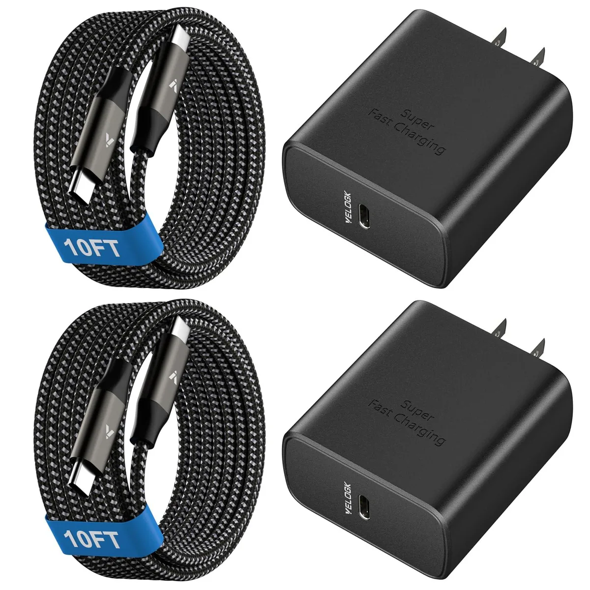 Audiovox - Generic Audiovox - Generic 45W USB-C Charger 2-Pack with 10ft Cables — product photo