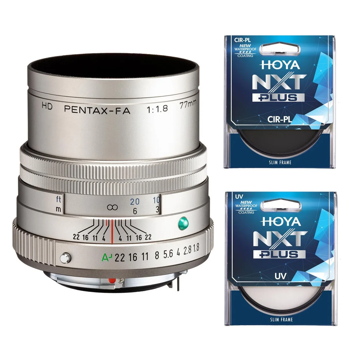 PENTAX PENTAX HD Pentax-FA 77mm f/1.8 Limited Lens Silver Bundle camera lens — product photo