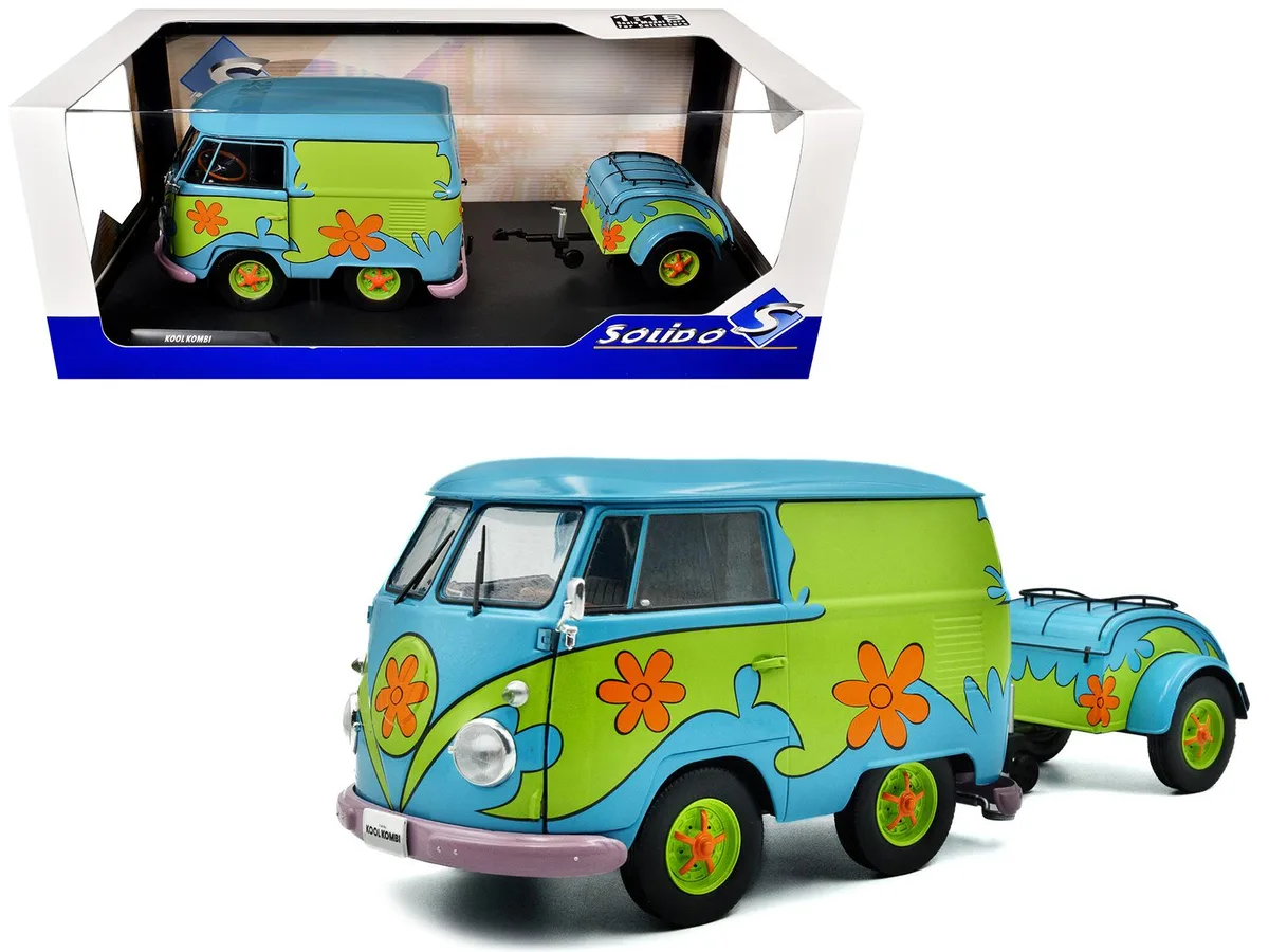 Solido Solido 2024 Volkswagen Kool Kombi Van with Trailer "Ghost Hunter" 1/18 Diecast Model Car — product photo