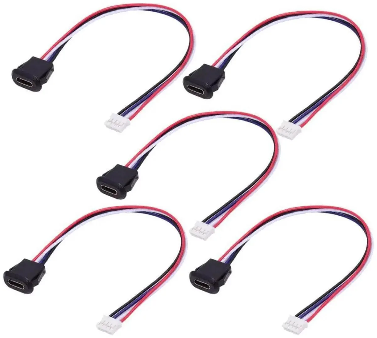 SMUGDESK SMUGDESK 5 Pack 2.0mm Pitch 4Pin to USB-C Female DC 5V 3A Flush Mount Charging Cable Adapter — product photo