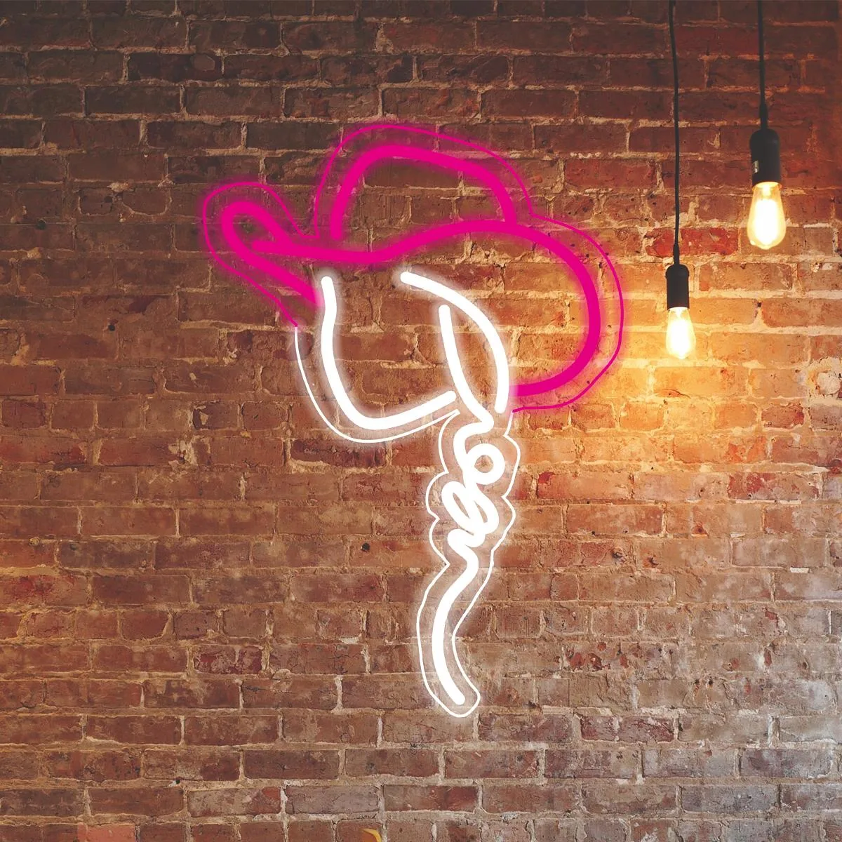 VVKOWSG VVKOWSG Cowgirl Hat LED Neon Sign Pink cowgirl hat 2 party supply — product photo