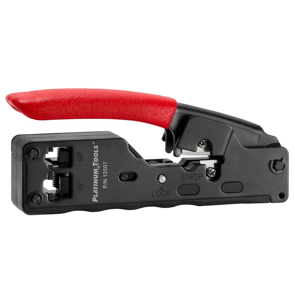 Black Tele-Titan modular plug crimp tool with rust resistant safety lock