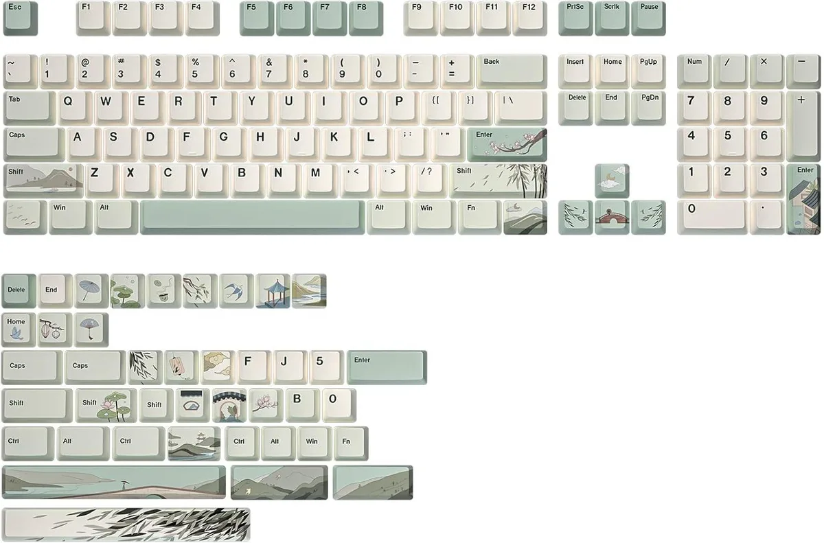 BFKK BFKK Spring Tea Dye Sub PBT Keycaps 145 Keys Cherry Profile — product photo
