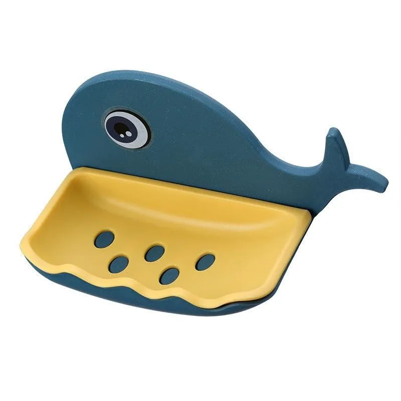Deep blue wall-mounted soap box with suction cups