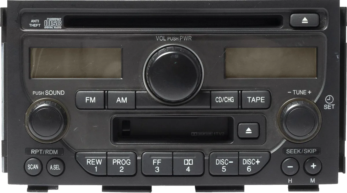 1 Factory Radio 1 Factory Radio 39100-S9V-A300 AMFM Radio Receiver 6-Disc CD Cassette Player 2003-2005 Honda Pilot Opt 1TV2 — product photo