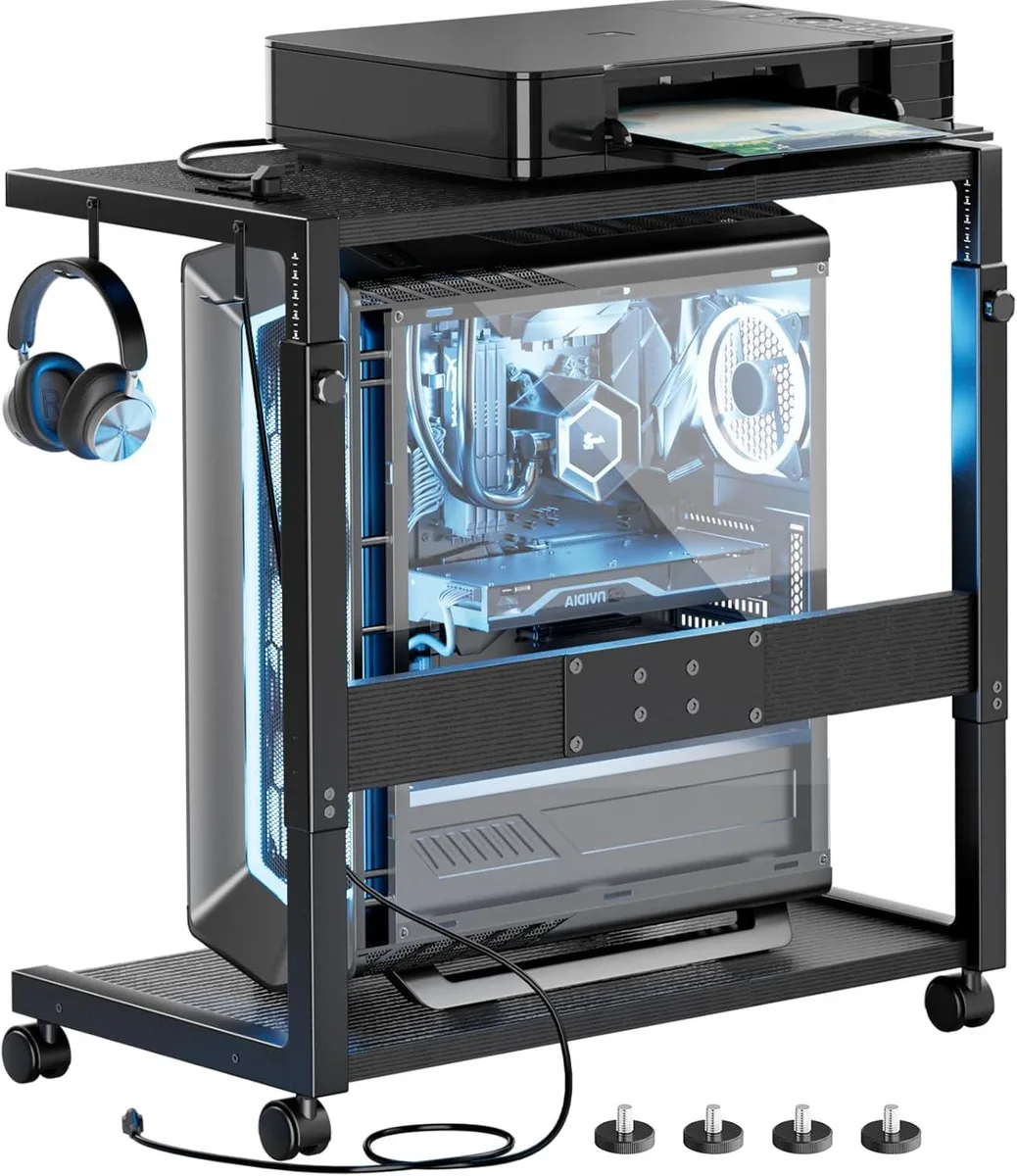 BFKK BFKK Adjustable PC Tower Stand with Charging Station 25.9-34.9in — product photo