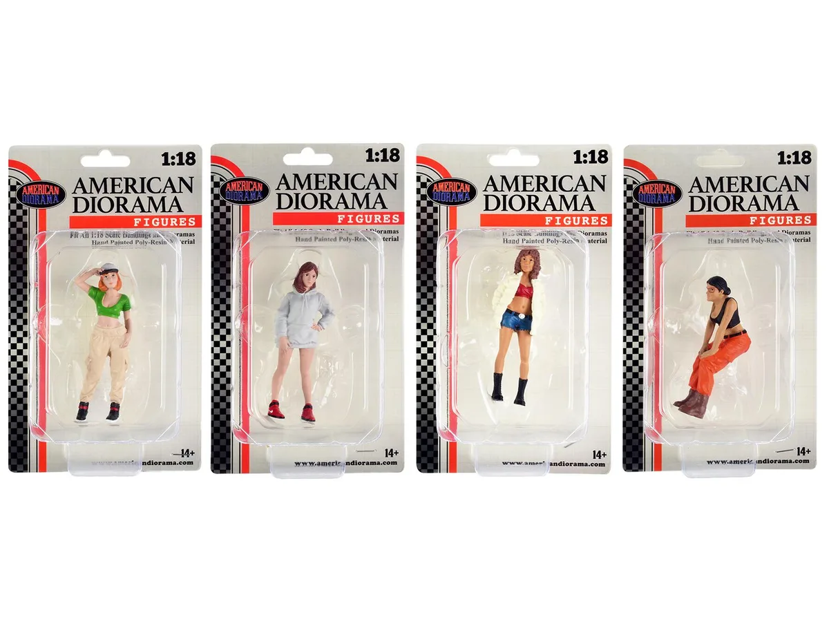 American Diorama American Diorama "Hip Hop Girls" 4 Figure Set 1/18 Scale — product photo