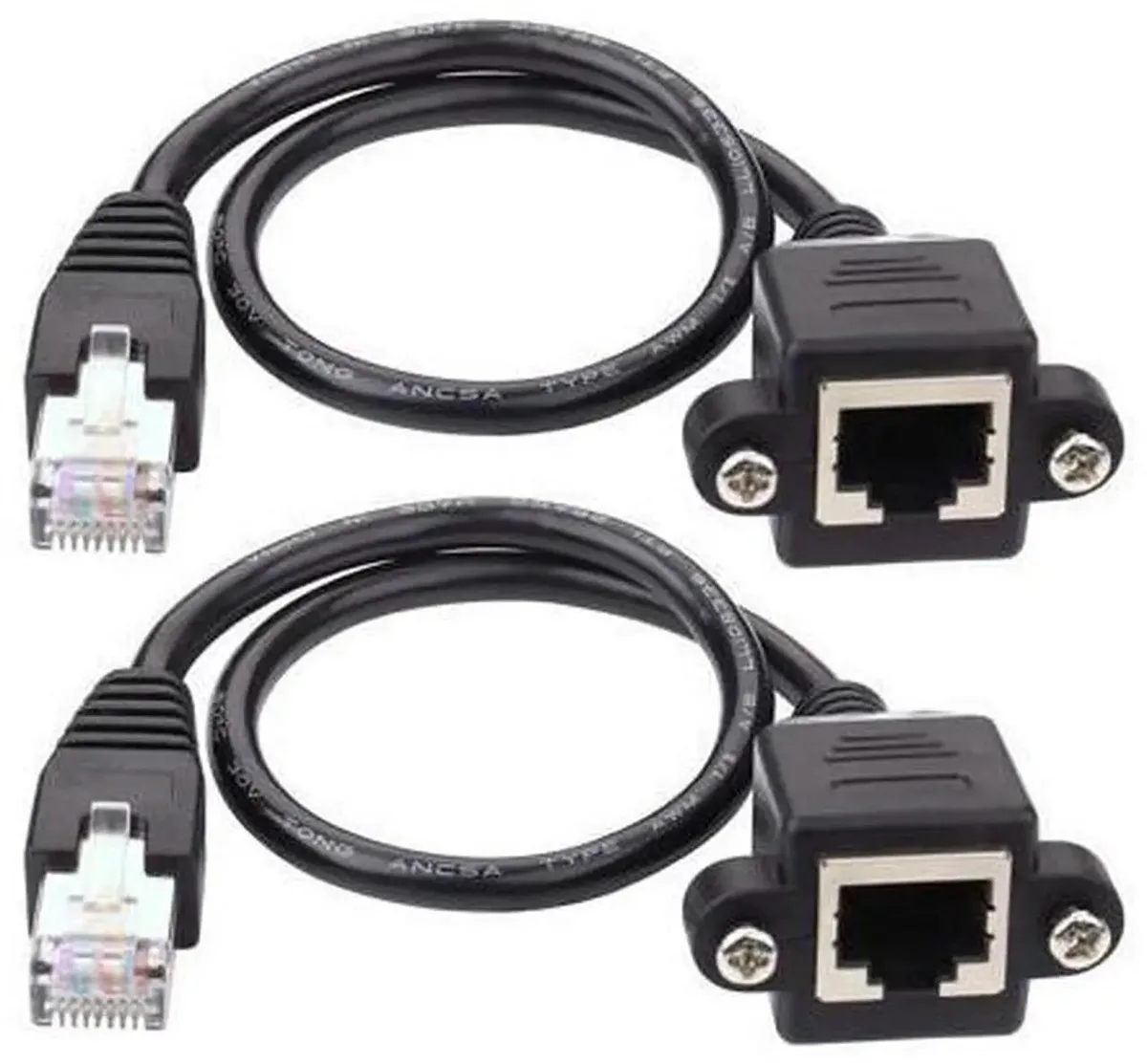 SMUGDESK SMUGDESK 2Pack RJ45 Male to Female Screw Panel Mount Ethernet Extender Cable 60cm — product photo