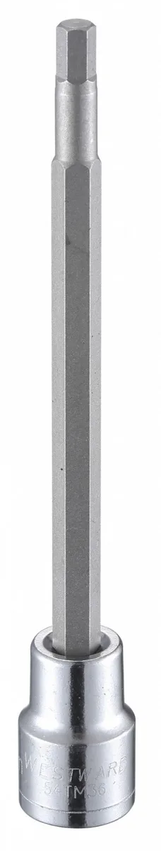Westward 54TM36 3/8 inch drive 5mm hex socket bit alloy steel full polished chrome finish