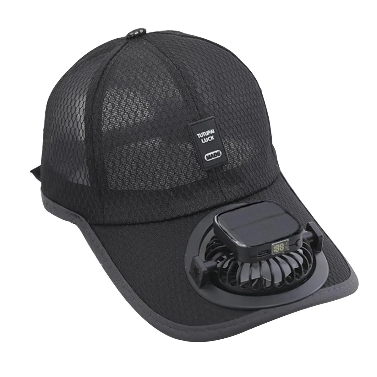  Clobeau Solar Powered Fan Hat Black SUN-HAT-001038-HYX — product photo