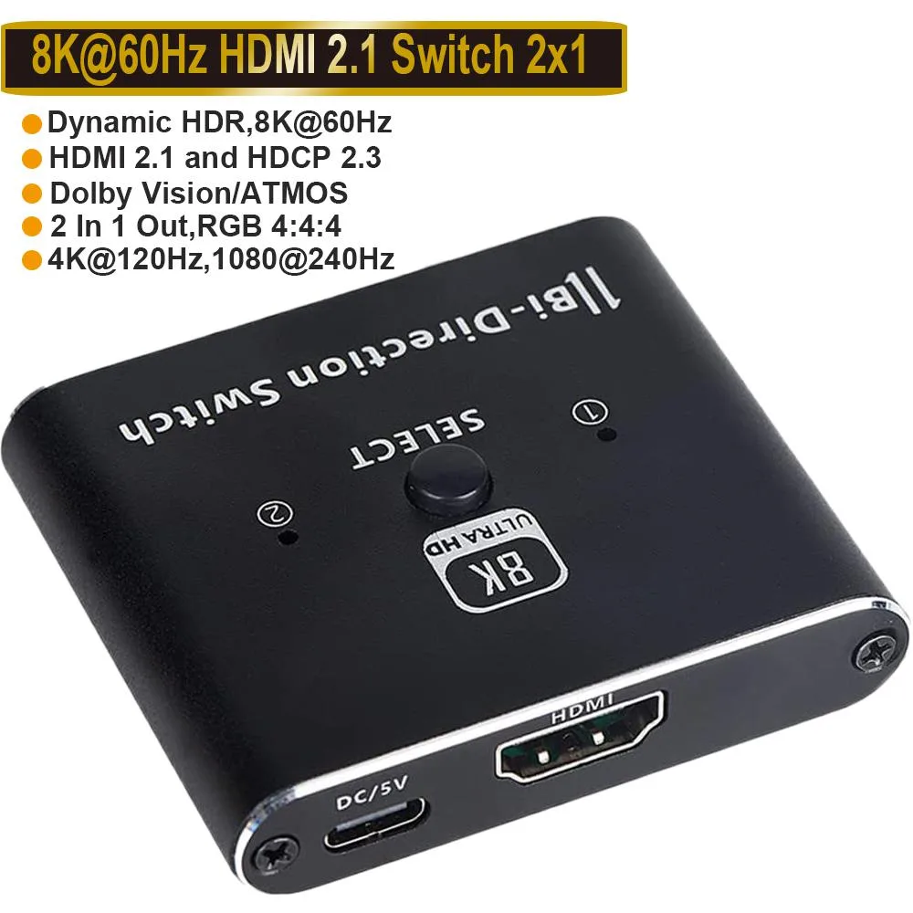 Jansicotek Jansicotek OZ8AB 8K 4K 120Hz HDMI 2.1 Bi-Directional Video Switch — product photo