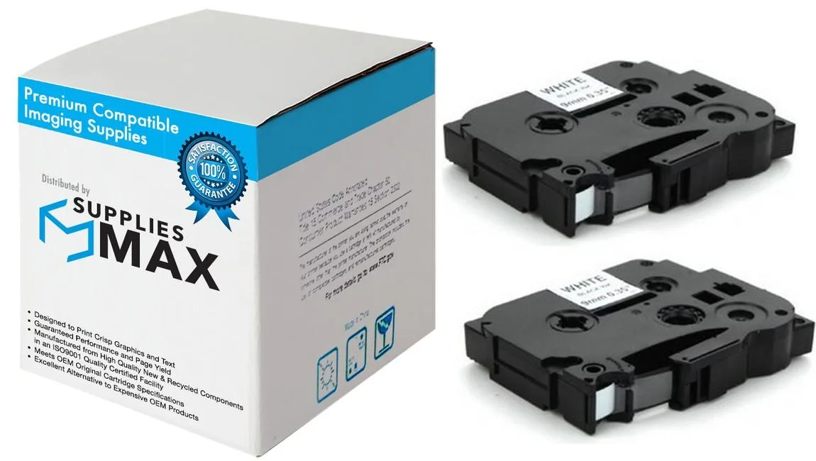 SuppliesMax SuppliesMax Compatible TZE-221 Label Tape 9mm 8m 2pk — product photo