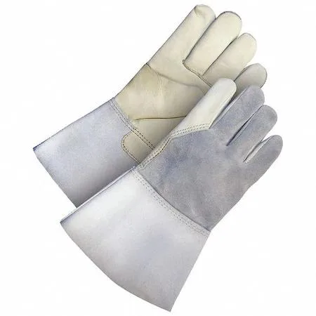 BDG BDG 60-1-650-X2L Welding Gloves Gauntlet Cuff Wing Thumb Gray/Tan 2XL 1 Pair — product photo