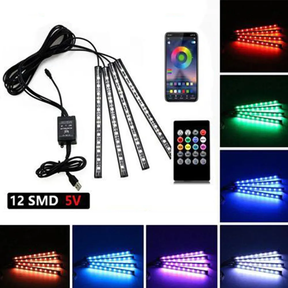 Hotai Hotai 48 LED USB Neon Strip Light Kit App Remote Music Control 12 LED 5050 SMD 180° — product photo