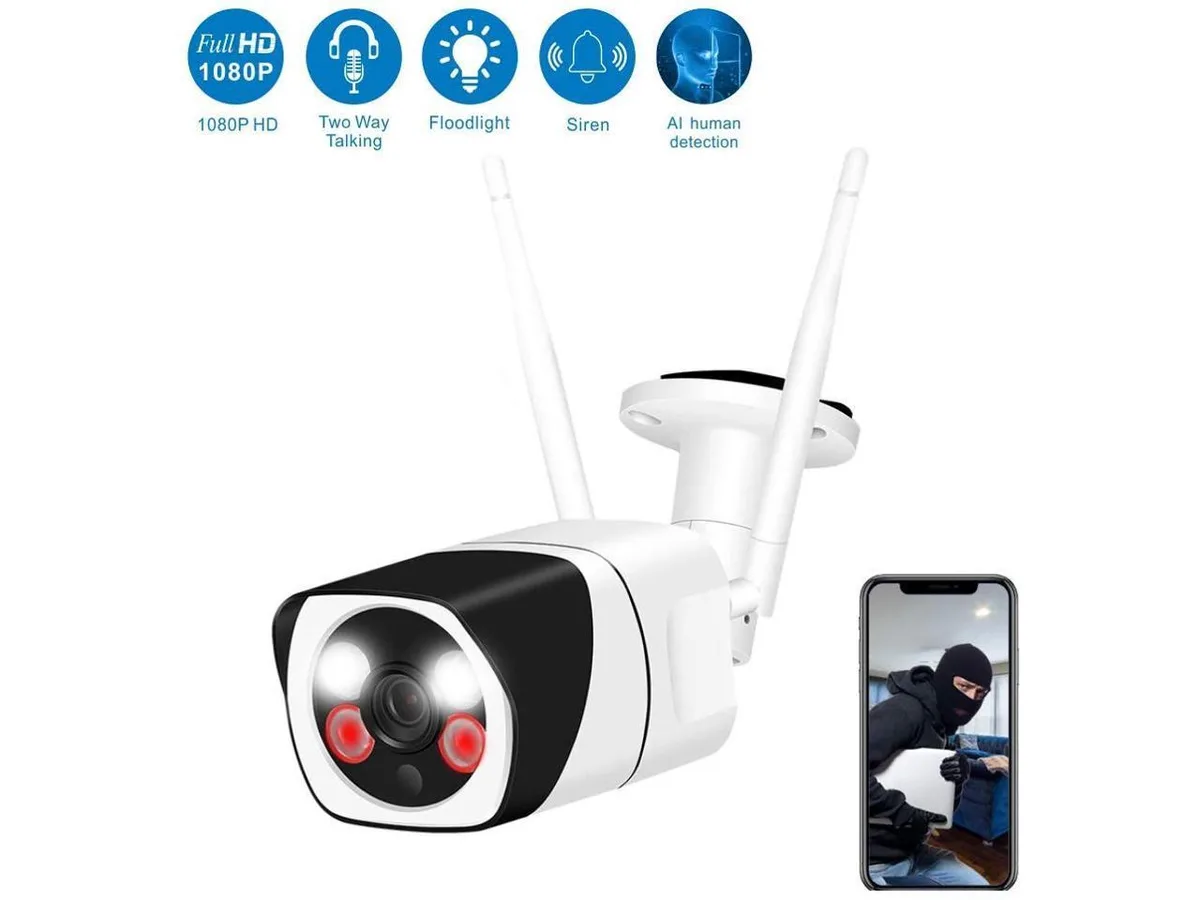 BONAEVER BONAEVER Wireless Security Camera Outdoor 1080P WiFi Floodlight Siren Alarm — product photo