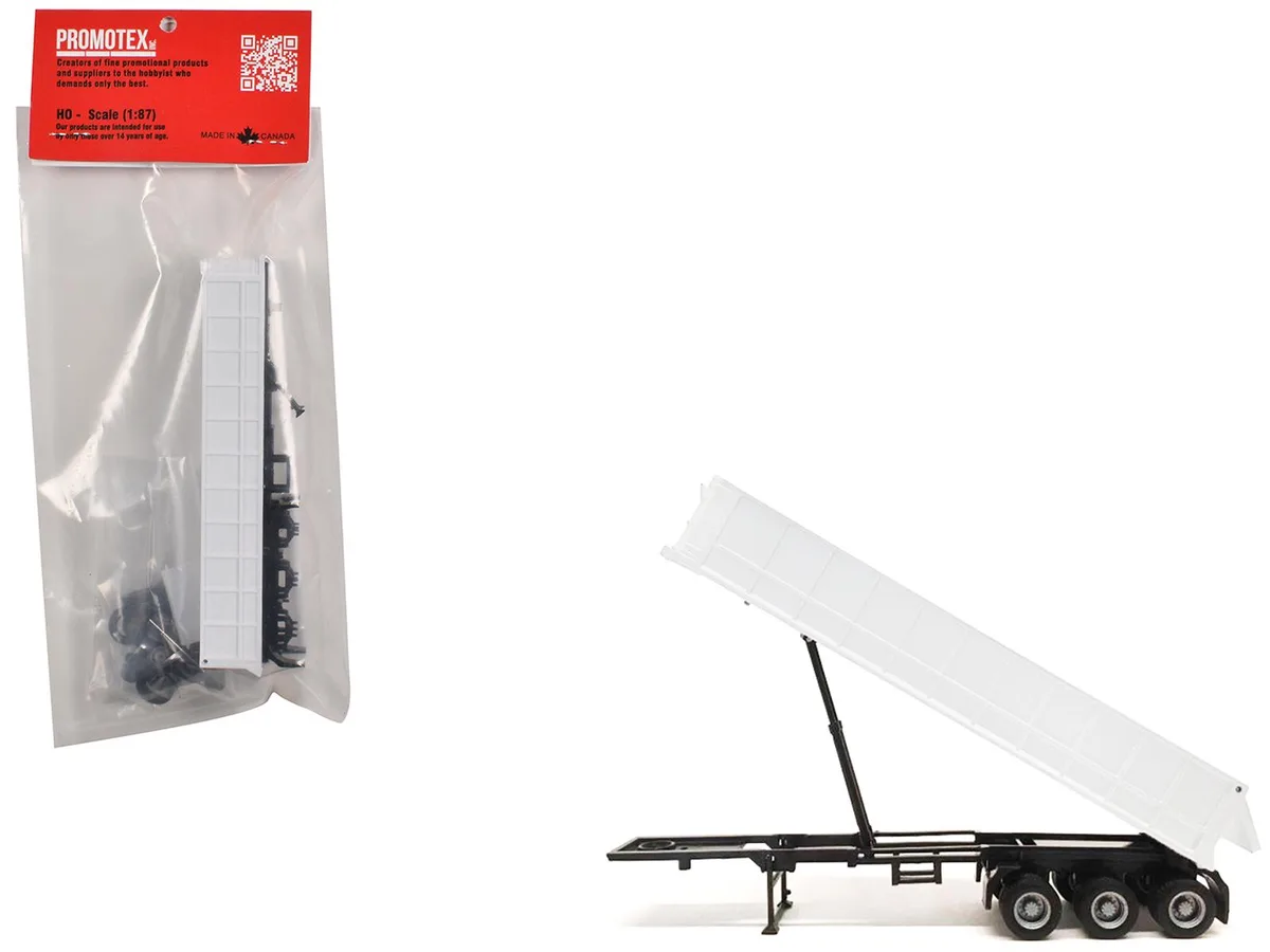 Promotex Promotex 3-Axle Dump Trailer White 1/87 (HO) 5.125 inches — product photo
