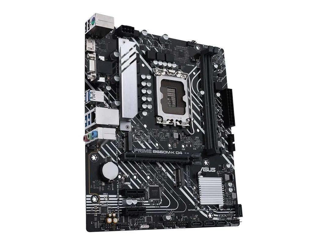Green micro-ATX motherboard with silver CPU socket, black slots and blue accents