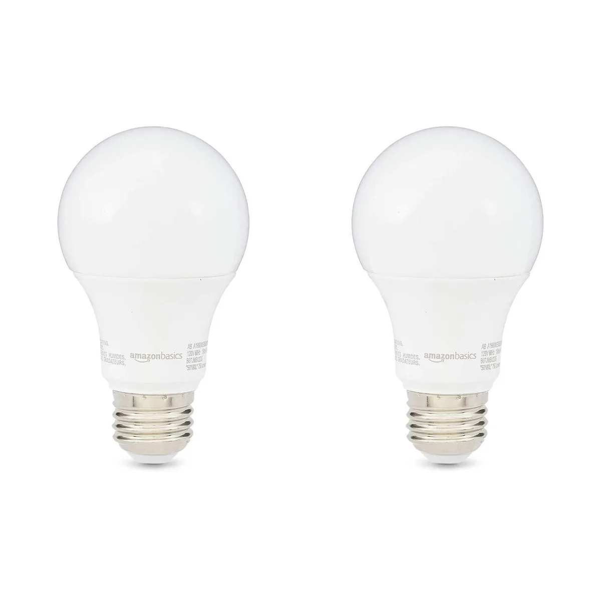  Amazon Basics A19 LED Light Bulb 9W 60W Equivalent E26 2700K Non-Dimmable 10000h 2-Pack — product photo