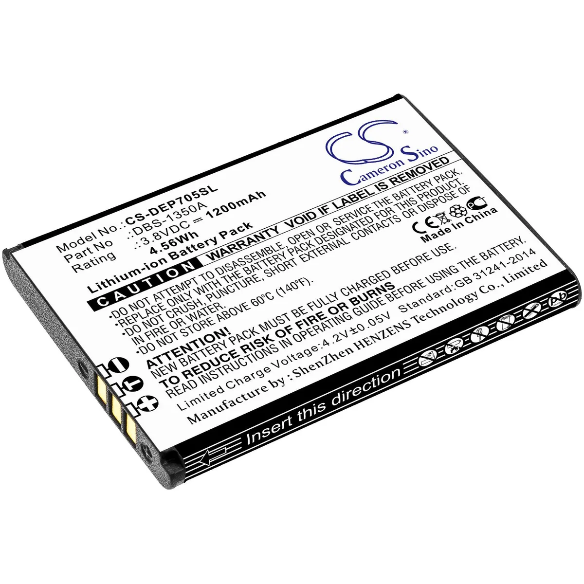 Cameron &amp; Co Cameron &amp; Co DS-CS-DEP705SL cell phone battery 1200mAh 3.8V Li-ion black — product photo