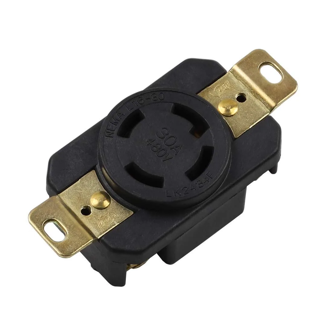 LORDWORLD LORDWORLD LK-2434F NEMA L16-30R 30A 480V 3-Pole 4-Wire Industrial Locking Receptacle — product photo