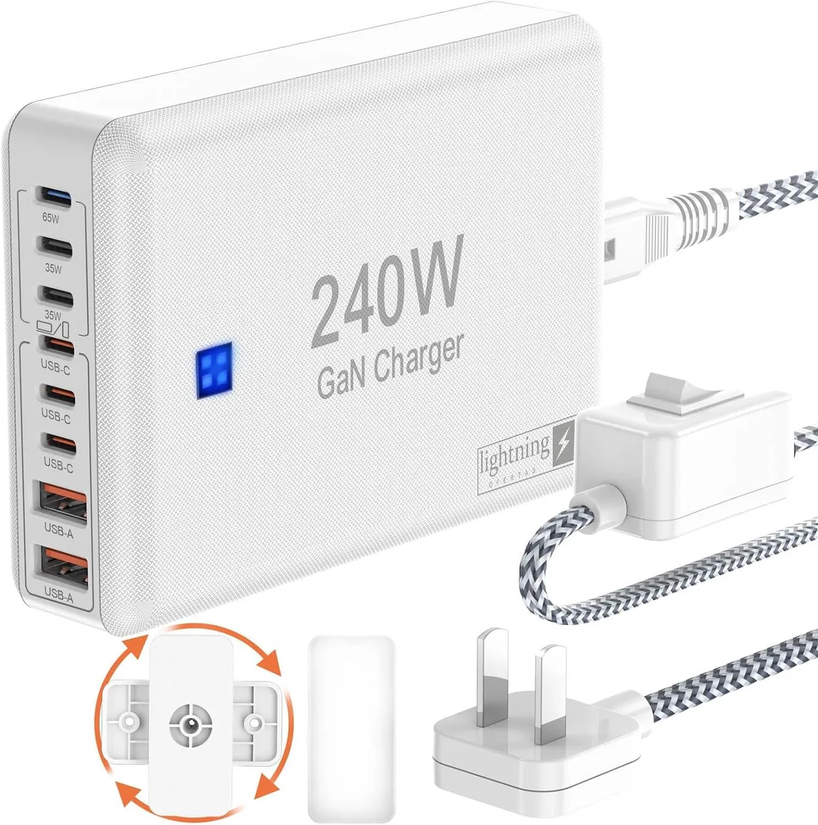 ONITOON ONITOON 240W 8-Port Charger 6C2A PD GaN 360° Mounting Holder — product photo