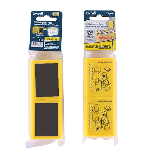 Excell Excell Carton Edge Holder with Magnetic Pad Yellow 4-piece 23711 — product photo