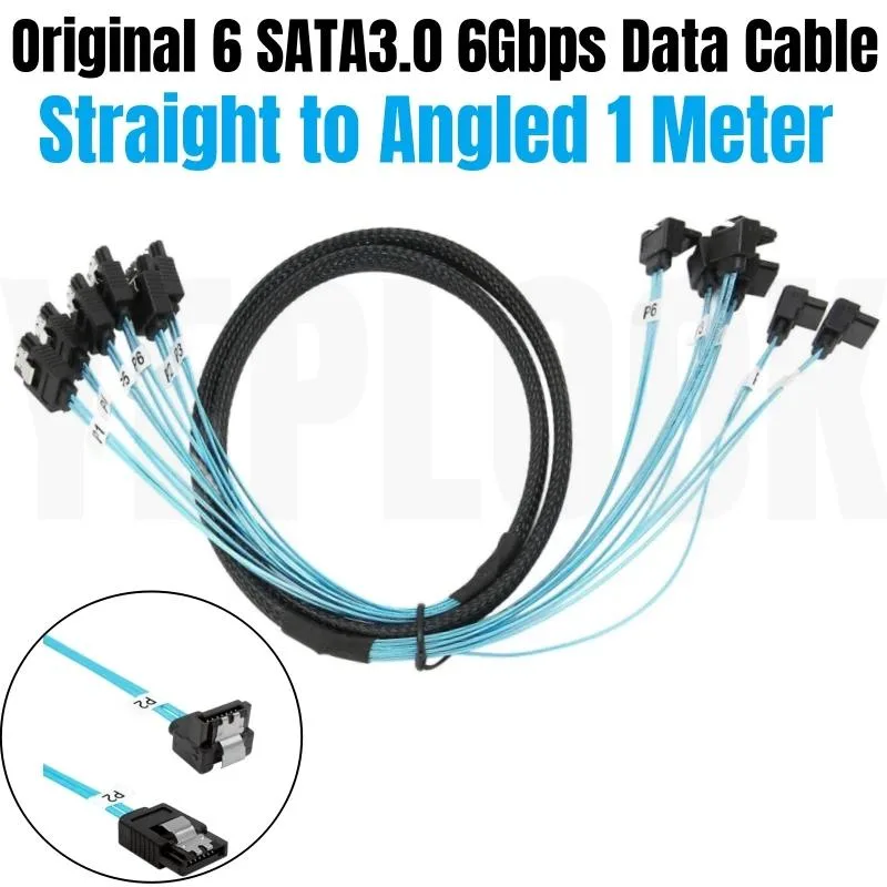 YEPLOOK YEPLOOK 6 SATA3.0 SAS 7Pin Male Straight to Angled 1m Blue — product photo