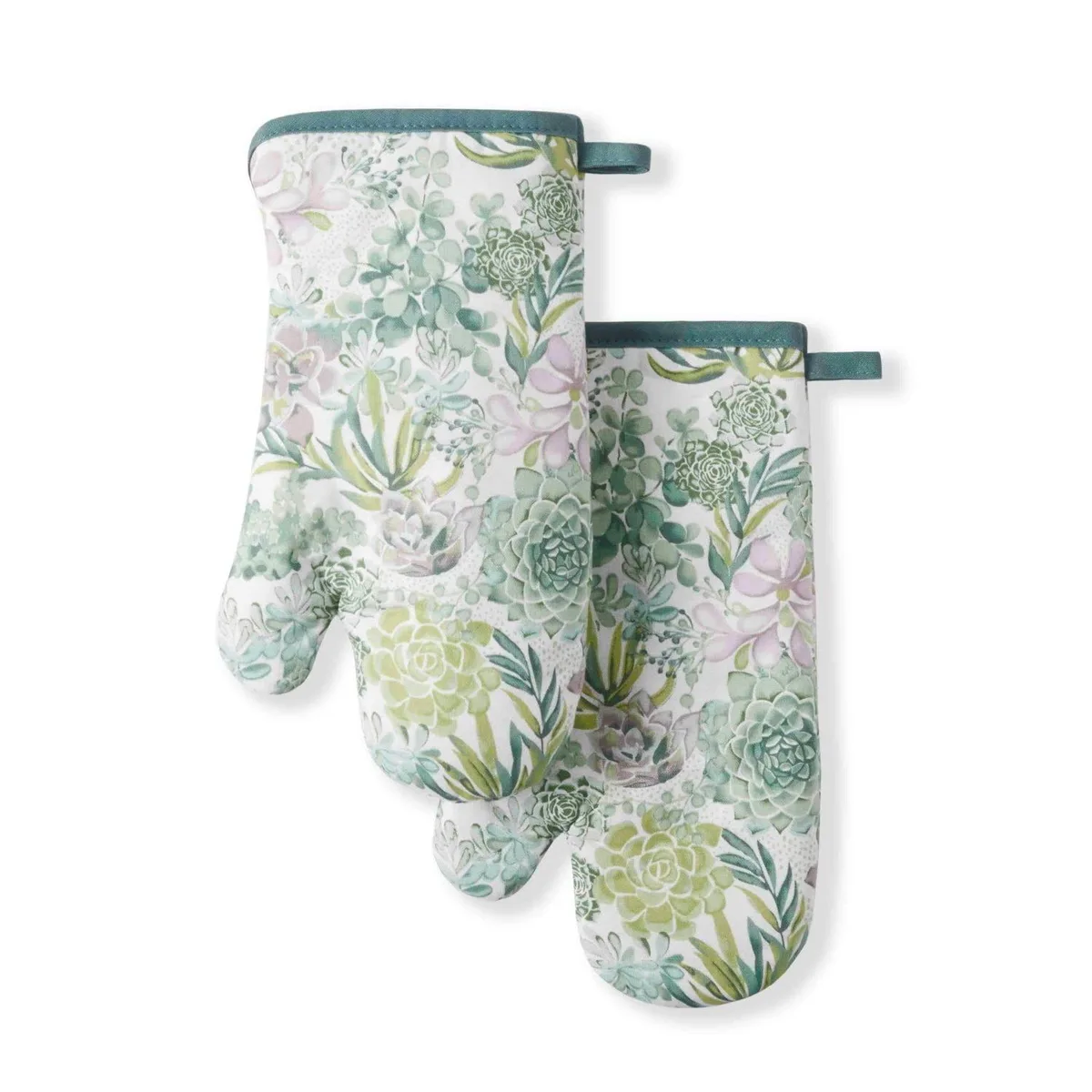  Succulents Oven Mitt 2-Pack Green 7x13in — product photo