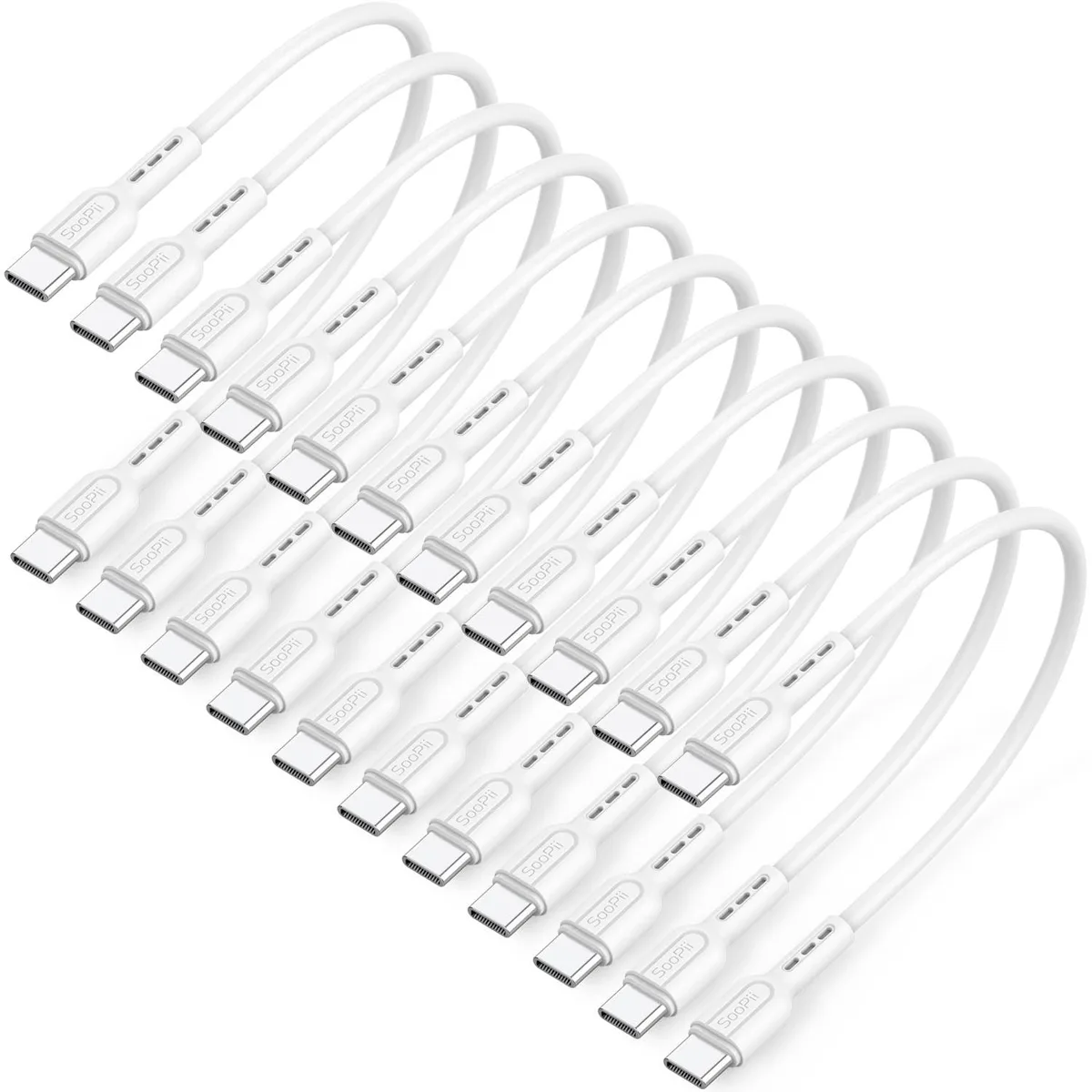 miqpower miqpower 10-Pack USB-C to USB-C Cable 0.7Ft 60W White — product photo