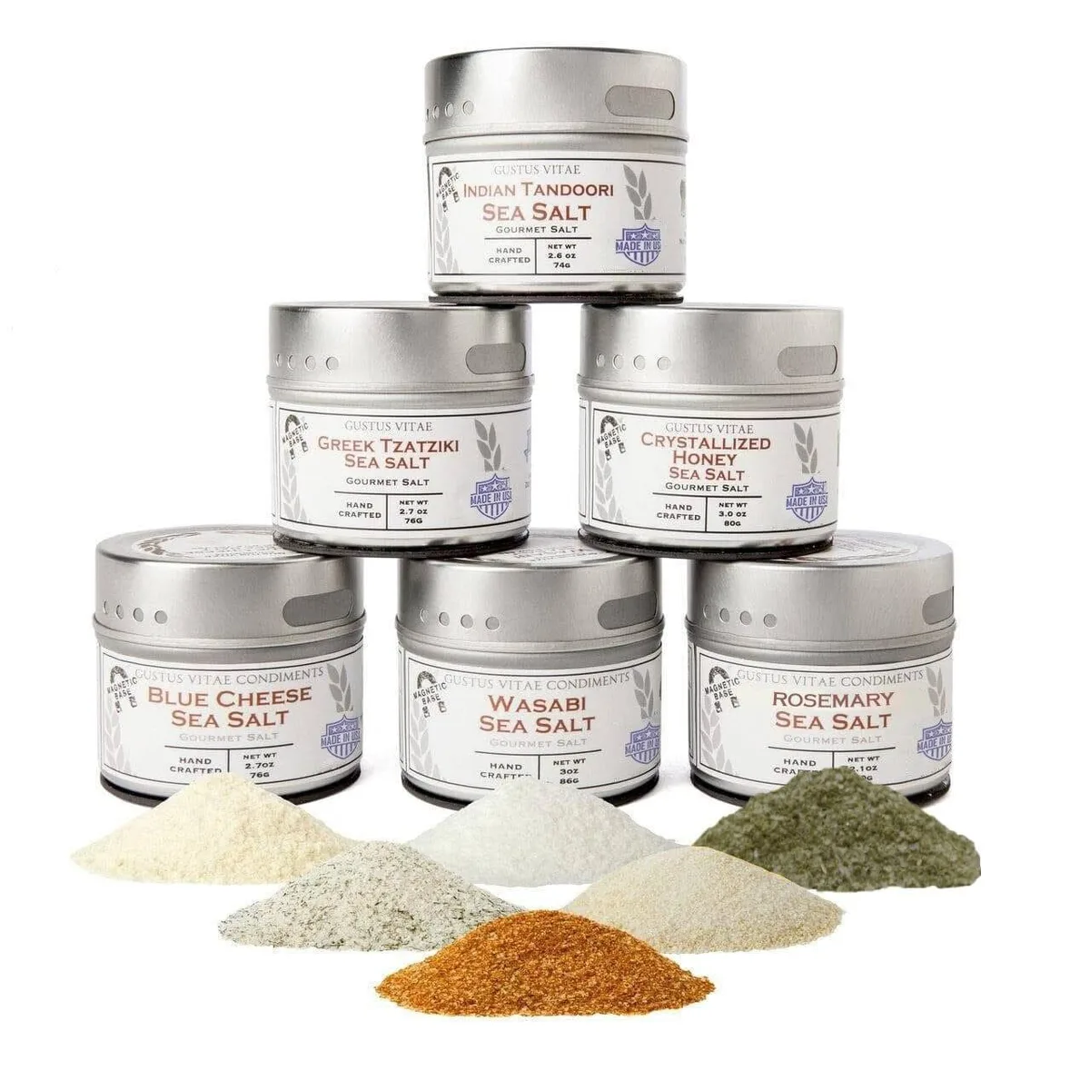 Gustus Vitae Condiments Gustus Vitae Condiments Chef's Secret Finishing Sea Salts Collection 6 Tins — product photo