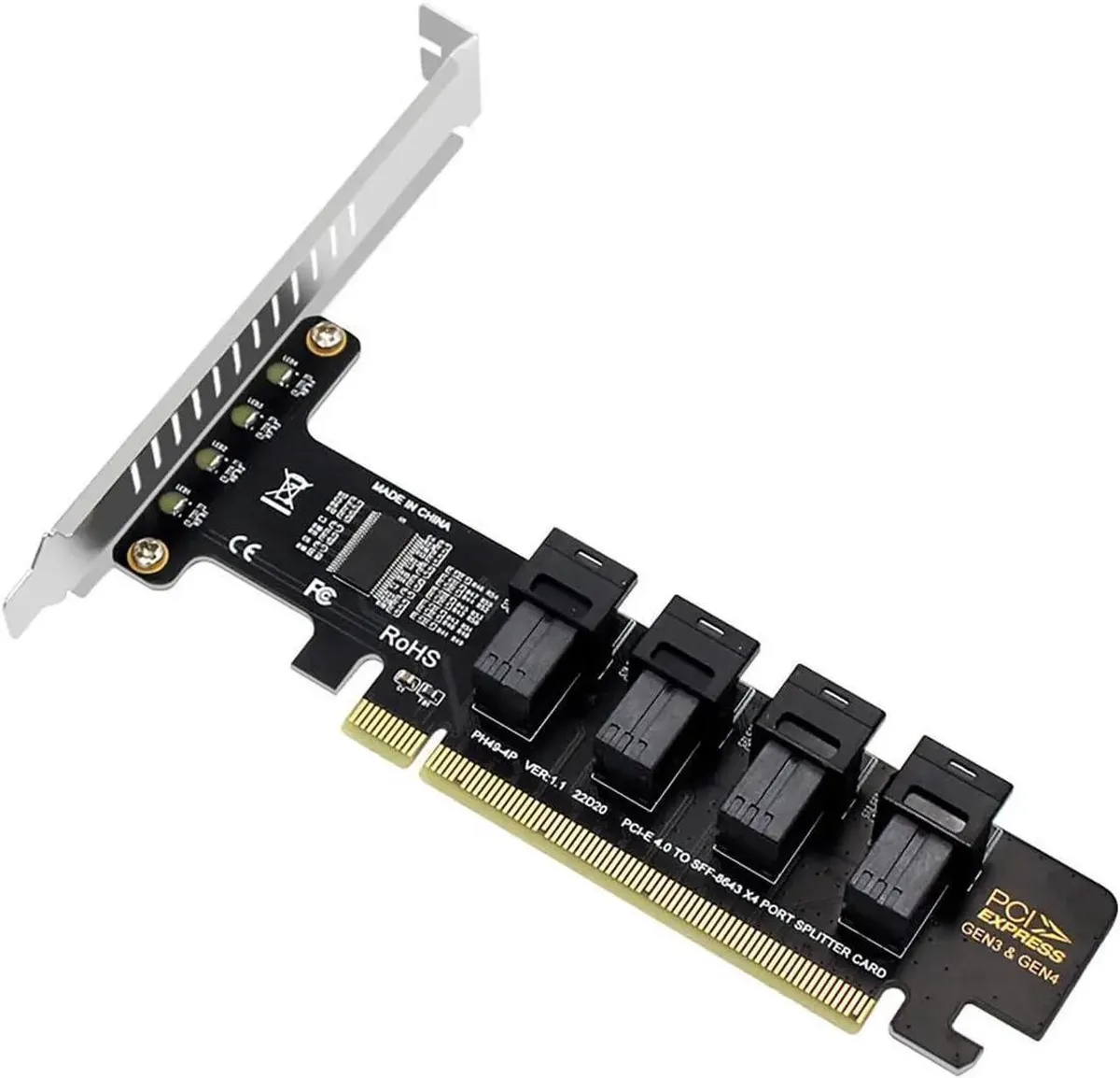 SMUGDESK SMUGDESK PH49 PCIe 4.0 x16 to 4-Port U.2 NVMe Expansion Card — product photo
