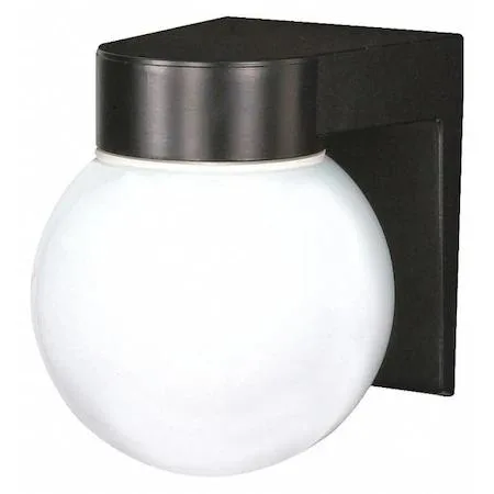 NuVo SF77-140 wall light, white glass globe, textured black finish