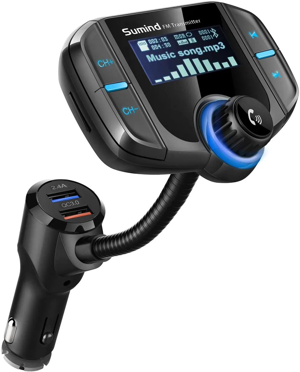 ESTONE ESTONE BT70 Bluetooth 4.2 FM Transmitter 12-24 V 1.7 Inch LCD QC3.0 2.4 A Dual USB 32G TF Card — product photo