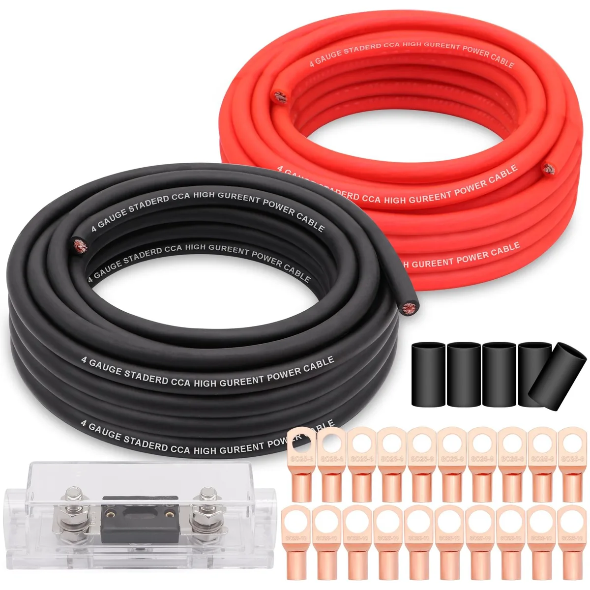 Bolton Technical Bolton Technical 2 in 1 Accessory 50FT 4 Gauge CCA Wire Kit with Lugs Fuse Heat Shrink — product photo