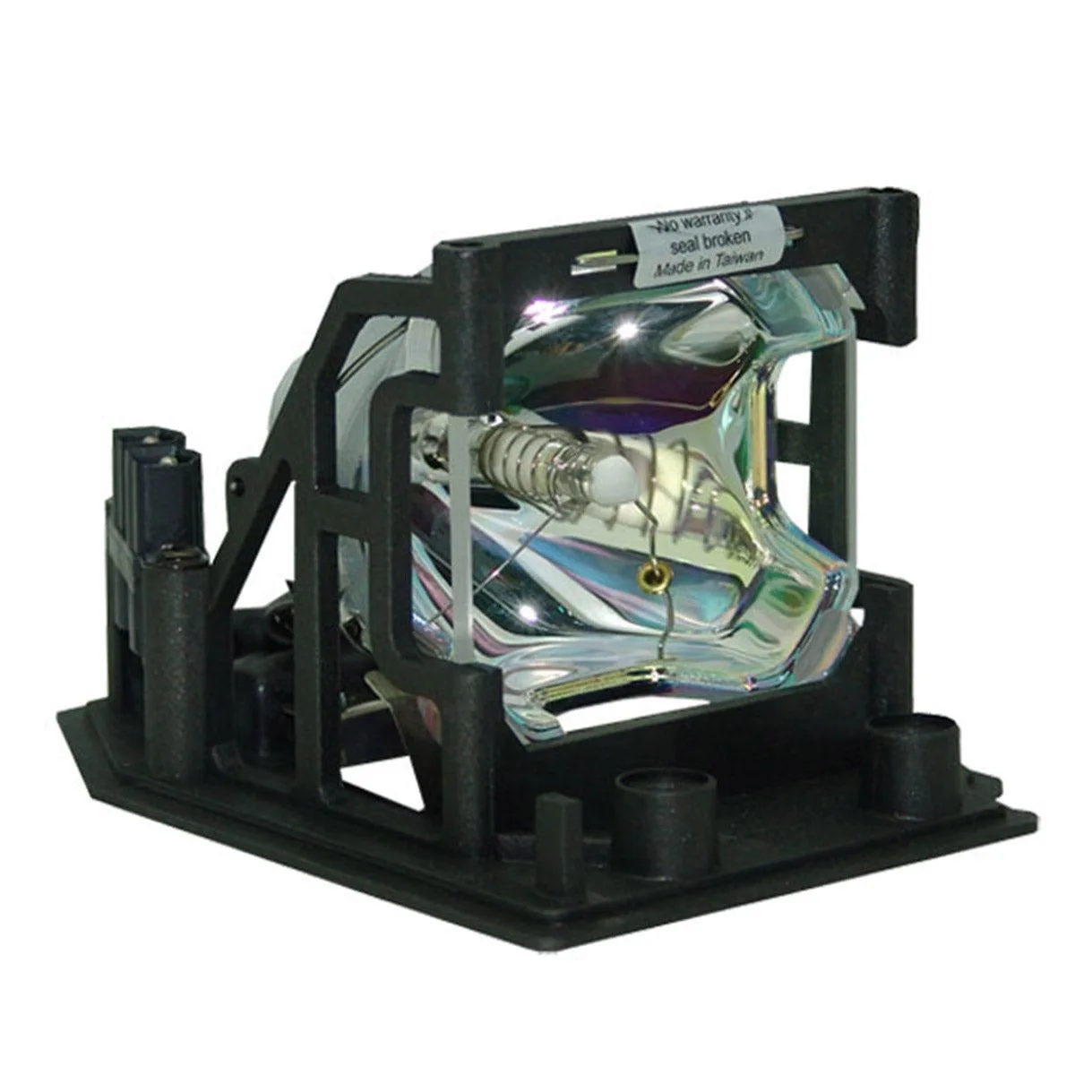 Projector lamp module in white plastic housing with metal connector