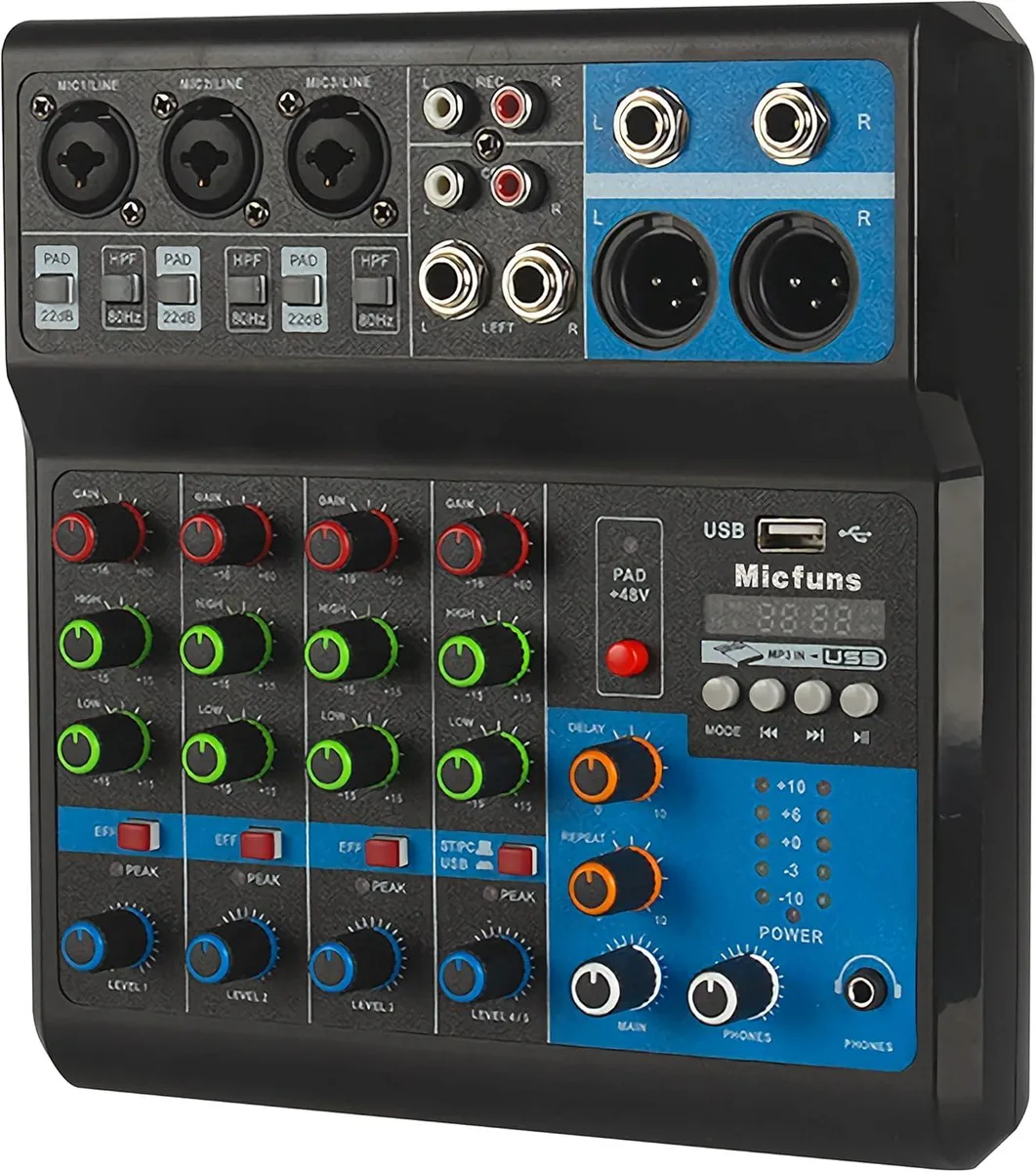 lelisten lelisten 5 Channel DJ Mixer 48V Phantom Bluetooth USB MP3 — product photo