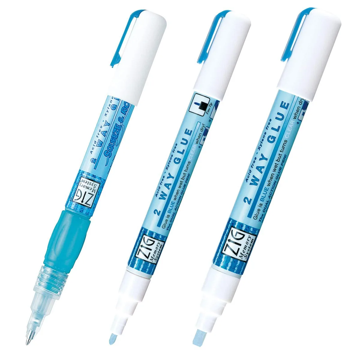  Kuretake Zig 2 Way Glue Pen 3 Variety Set 1mm 2mm 4mm — product photo