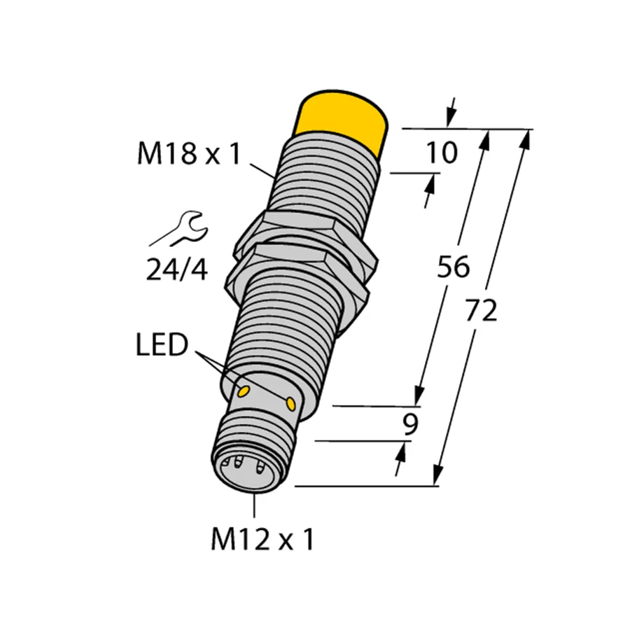 Turck Turck NI8-M18-VN4X-H1141 1561910 Inductive sensor NPN M18 8mm 10-65VDC M12 connector — product photo