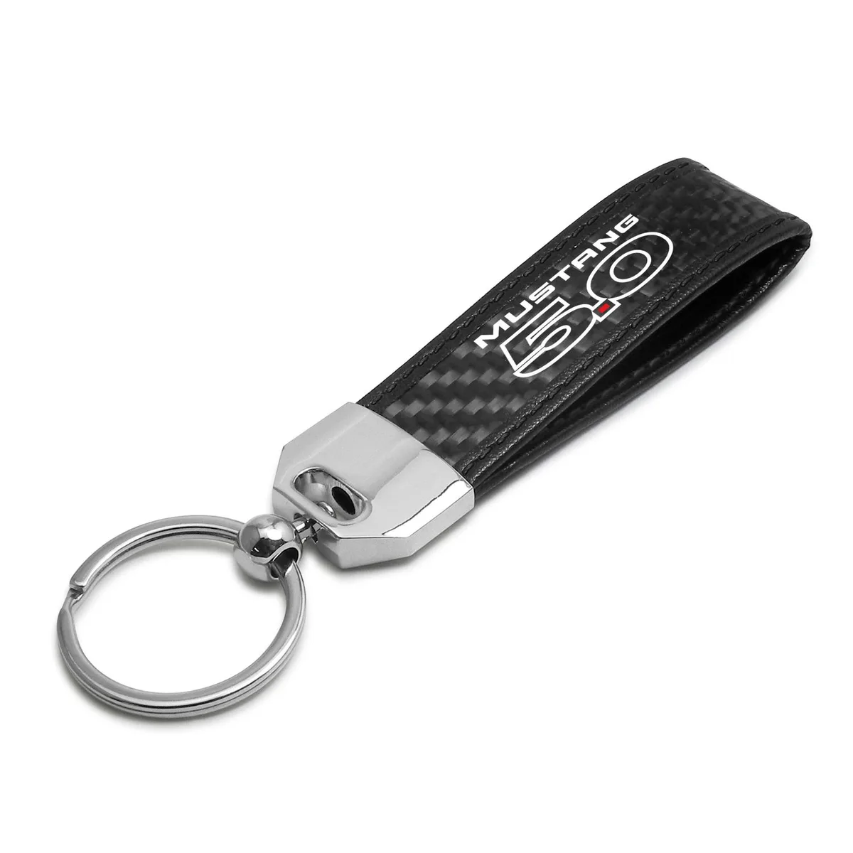 iPick Image, LLC iPick Image, LLC Ford Mustang 5.0 Carbon Fiber Leather Key Chain Black Stitching — product photo