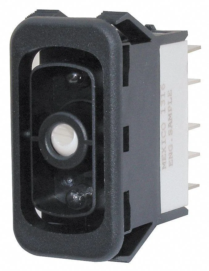 Eaton lighted rocker switch rectangular black body illuminated actuator visible terminals