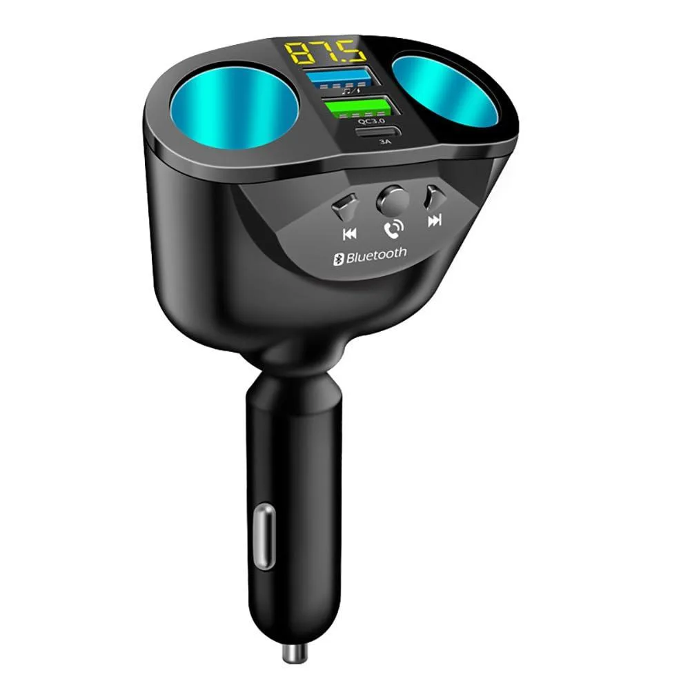  Alanph P5C 12-24V Car Charger 2-Socket 3-Port Bluetooth 5.0 FM Transmitter — product photo
