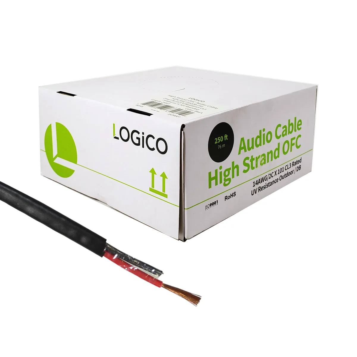Logico Logico 14 AWG 2-Conductor Direct Burial Speaker Wire 250 ft Black — product photo
