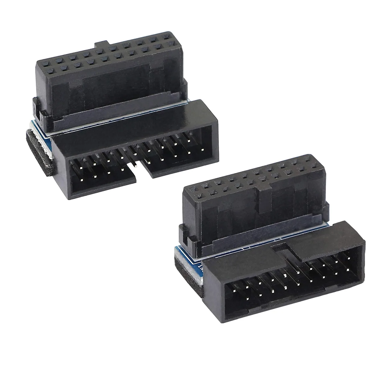 BUCIER BUCIER USB 3.0 20-pin Male to Female 90° Adapter Black 2PCS — product photo