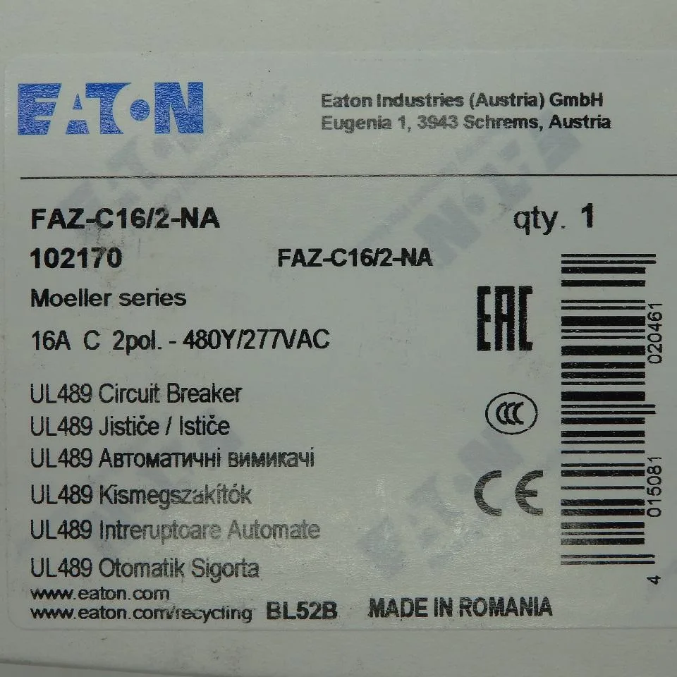 Eaton Eaton FAZ-C16/2-NA 16A 2-Pole Circuit Breaker — product photo