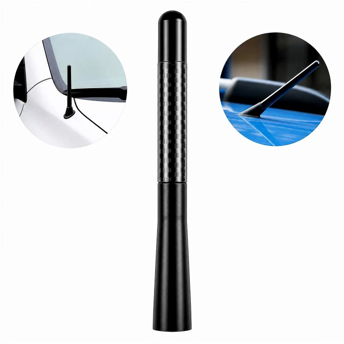 Black carbon-fibre spiral roof antenna, 4.7 inches long, aluminium alloy body