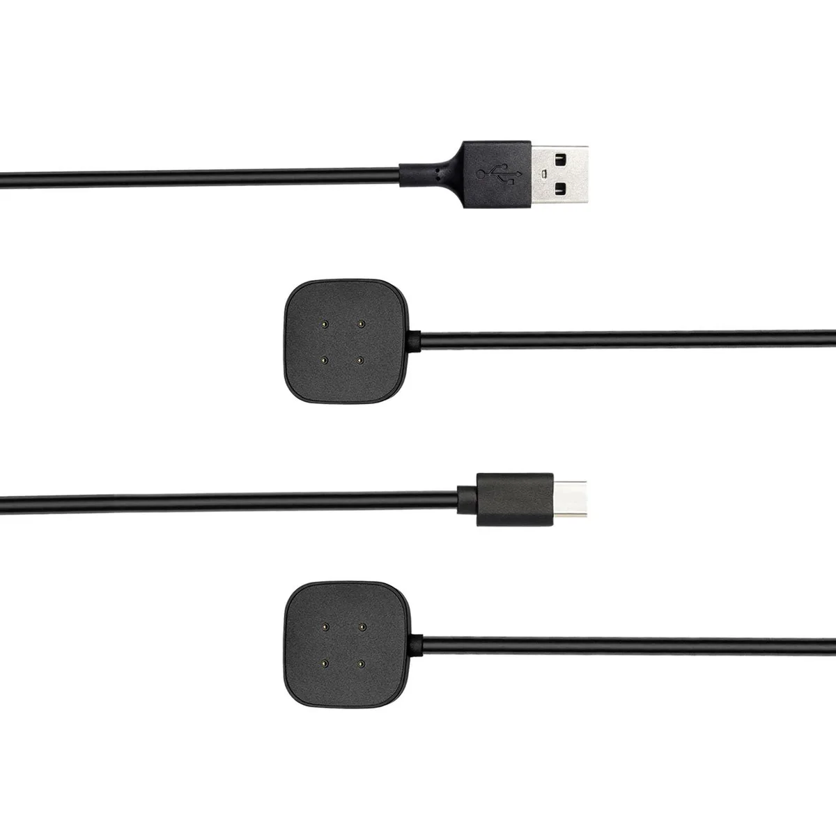  HMLXSH 2-Pack Magnetic Charger USB-A &amp; USB-C 100cm Fitbit Sense Versa 3 4 — product photo