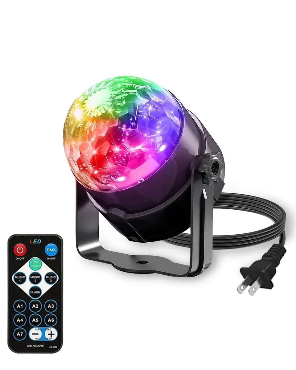 Compact white acrylic disco ball light kit, 3.9 inches, with remote control