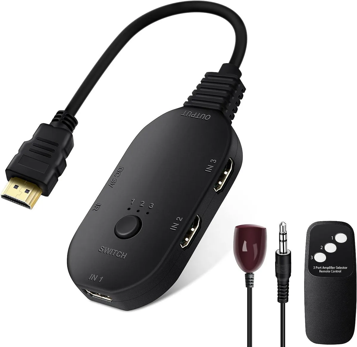 WRIARICH WRIARICH 3-Port HDMI 2.1 Switch 8K@60Hz Splitter Box Hub 3D Black — product photo