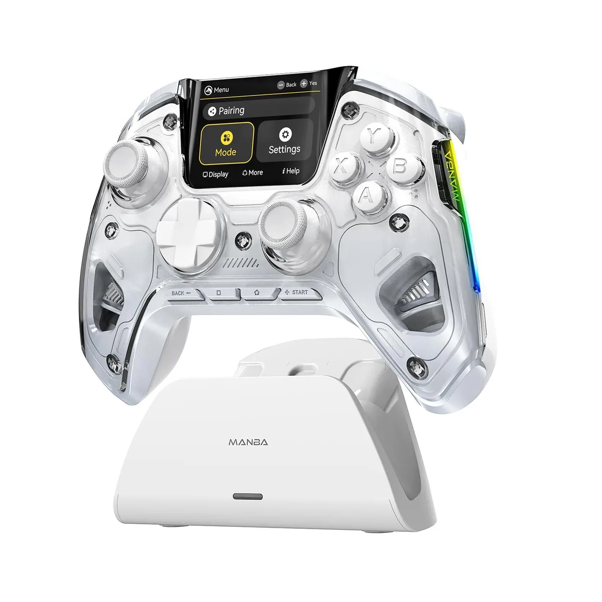  Manba One V2 Wireless Game Controller with 2‑inch Screen (White) — product photo