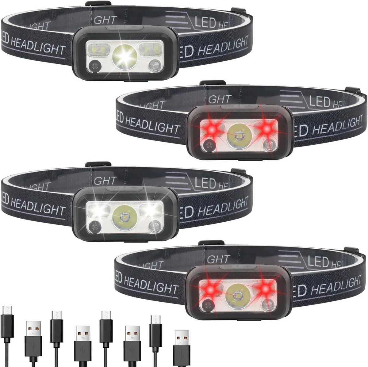 lelisten lelisten Rechargeable Headlamp 4 Pack 300 Lumens 8 Modes Motion Sensor — product photo
